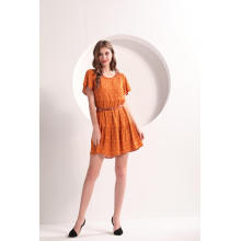 Damen Orange Sommer Minikleid